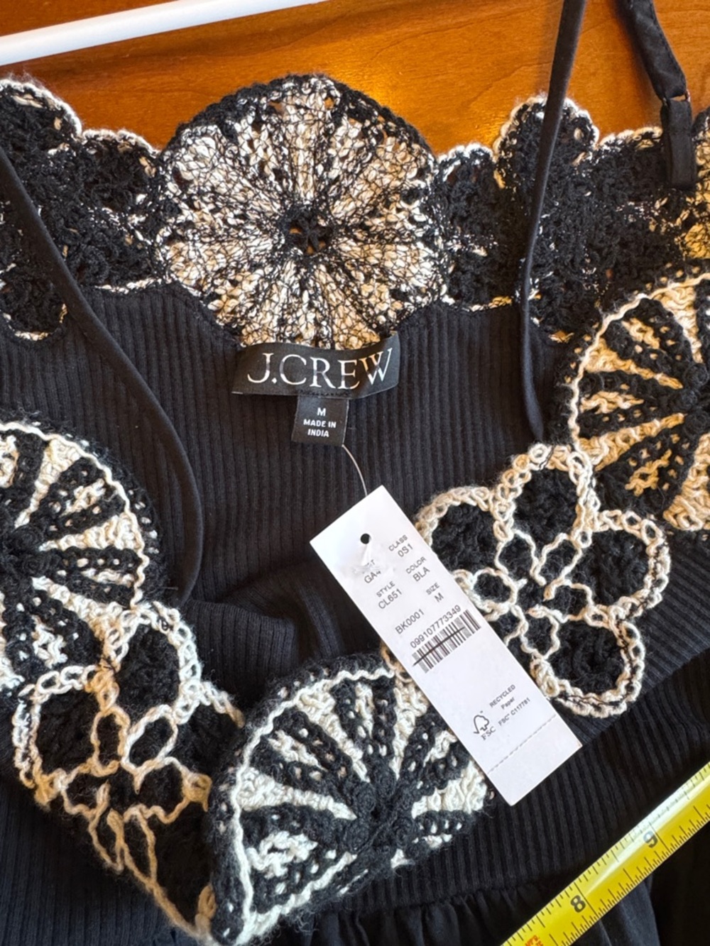 J. Crew Crochet Mixy Dress Black Maxi Dress Size M - Picture 6 of 11